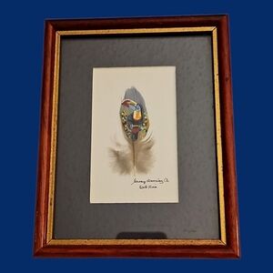 Vtg ARTISAN Signed Costa Rica Framed Feather Art with Toucan Design
